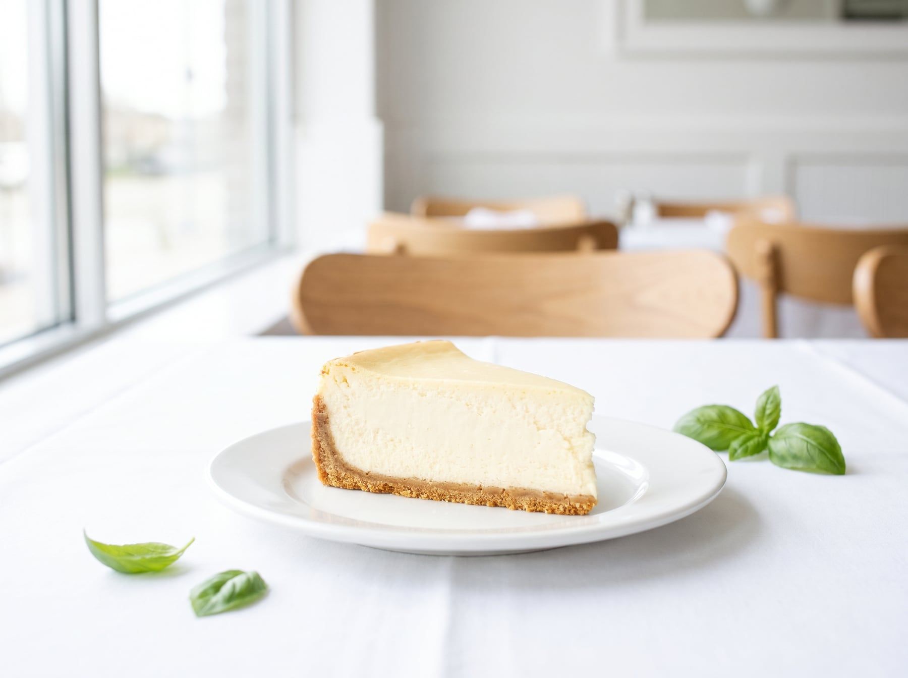 A slice of New York style cheesecake
